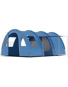 Outsunny 5-6 Man Two Room Tunnel Camping Tent, Blue A20-304V00BU