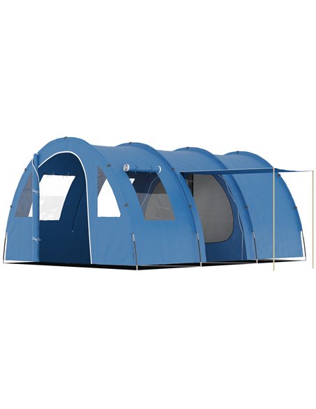 Outsunny 5-6 Man Two Room Tunnel Camping Tent, Blue A20-304V00BU - pic 64969 | FastDaddyshop
