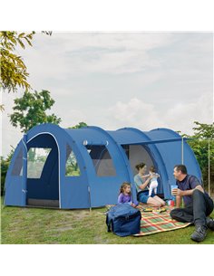 Outsunny 5-6 Man Two Room Tunnel Camping Tent, Blue A20-304V00BU 2