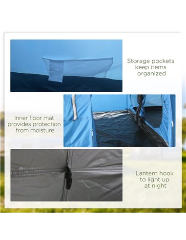 Outsunny 5-6 Man Tunnel Tent, Two Room Camping Tent with Sewn-In Floor, 2 Doors and Carry Bag, 2000mm Water Column for Fishing, 