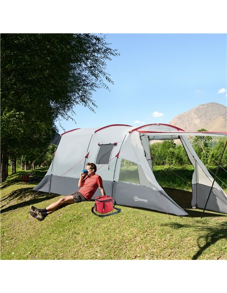Outsunny 6-8 Person Tunnel Tent, Camping Tent with Bedroom, Living Room, Sewn-in Floor, 3 Doors and Carry Bag, 2000mm Water Colu - pic 64979 | FastDaddyshop