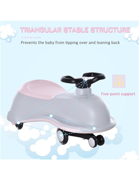HOMCOM Ride on Wiggle Car Dolphin Shaped w/LED Flashing Wheels, No Batteries, Gears or Pedals-Wiggle Movement to Steer, for 18-7 - pic 6499 | FastDaddyshop