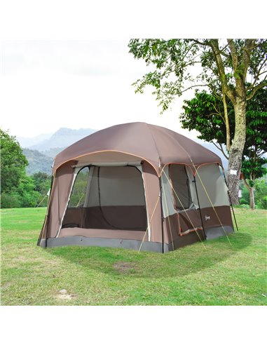 Outsunny 3-4 Man Two Room Camping Tent with Vestibule, UV50+ Cabin Tent with 3000 mm Water Column, Groundsheet, Portable Carry B