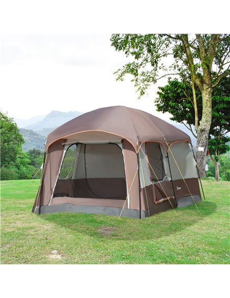 Outsunny 3-4 Man Two Room Camping Tent with Vestibule, UV50+ Cabin Tent with 3000 mm Water Column, Groundsheet, Portable Carry B - pic 64997 | FastDaddyshop