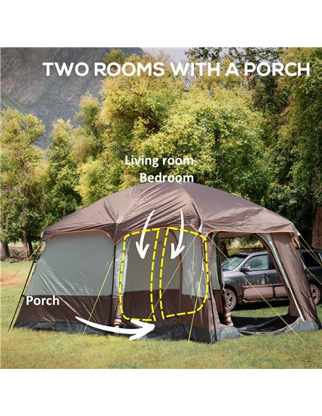 Outsunny 3-4 Man Two Room Camping Tent with Vestibule, UV50+ Cabin Tent with 3000 mm Water Column, Groundsheet, Portable Carry B - pic 64999 | FastDaddyshop