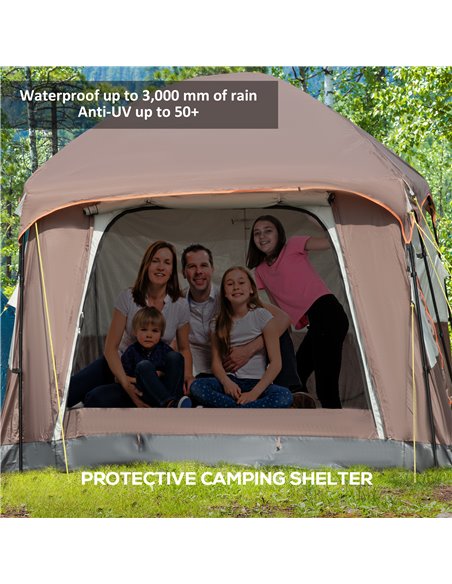 Outsunny 3-4 Man Two Room Camping Tent with Vestibule, UV50+ Cabin Tent with 3000 mm Water Column, Groundsheet, Portable Carry B - pic 65000 | FastDaddyshop