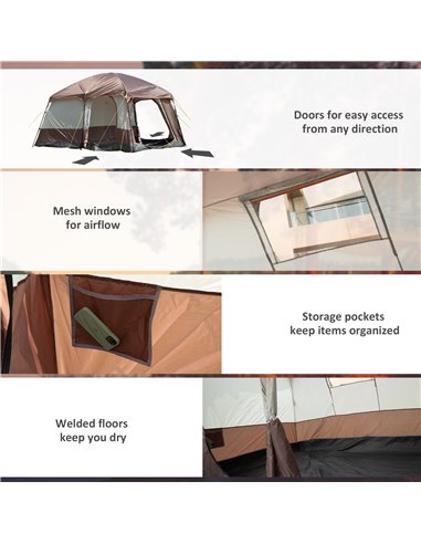 Outsunny 3-4 Man Two Room Camping Tent with Vestibule, UV50+ Cabin Tent with 3000 mm Water Column, Groundsheet, Portable Carry B