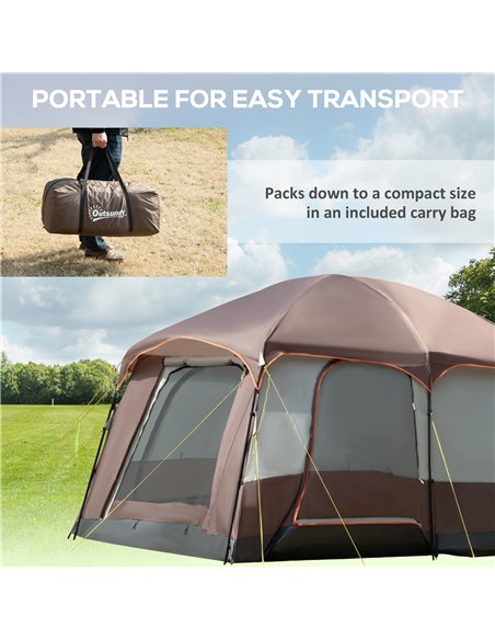 Outsunny 3-4 Man Two Room Camping Tent with Vestibule, UV50+ Cabin Tent with 3000 mm Water Column, Groundsheet, Portable Carry B - pic 65002 | FastDaddyshop