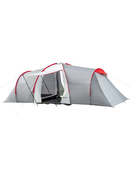 Outsunny 4-6 Man Tunnel Tent with 2 Bedroom, Grey - Red A20-287V01CG - pic 65005 | FastDaddyshop