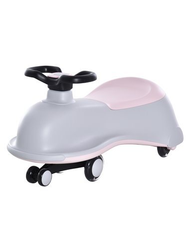 HOMCOM Ride on Wiggle Car Dolphin Shaped w/LED Flashing Wheels, No Batteries, Gears or Pedals-Wiggle Movement to Steer, for 18-7
