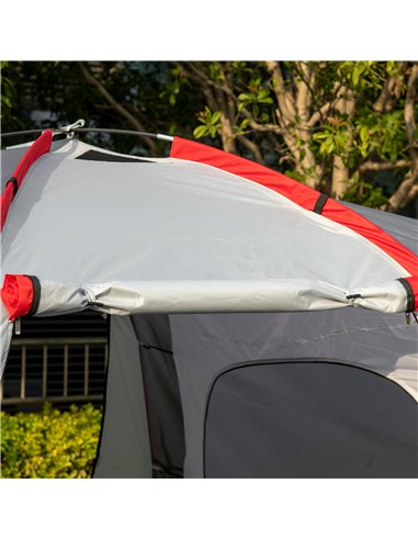 Outsunny 4-6 Man Tunnel Tent with 2 Bedroom, Living Area and Vestibule, Large Camping Tent, 2000mm Waterproof, UV50+, Portable w