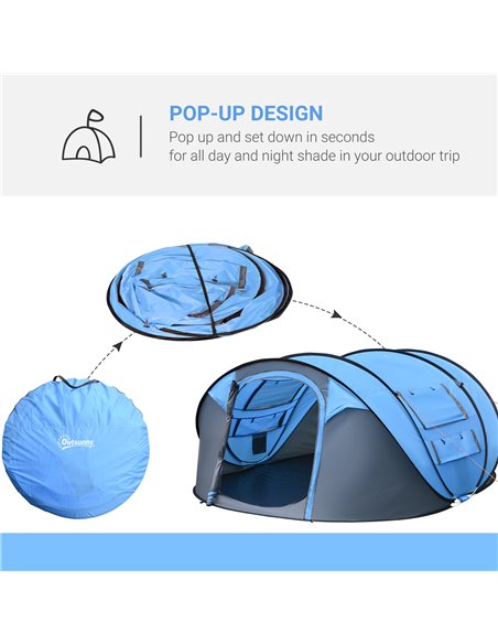 Outsunny 4-5 Person Pop-up Camping Tent Waterproof Family Tent w/ 2 Mesh Windows & PVC Windows Portable Carry Bag for Outdoor Tr - pic 65026 | FastDaddyshop