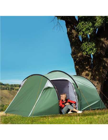Outsunny Tunnel Tent, 2-3 Person Camping Tent with Sewn-in Groundsheet, Air Vents, Rainfly, 2000mm Water Column, Green A20-173 - pic 65042 | FastDaddyshop
