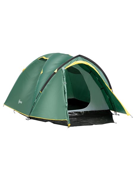 Outsunny Dome Waterproof Camping Tent for 2, Green & Yellow A20-174YL - pic 65050 | FastDaddyshop