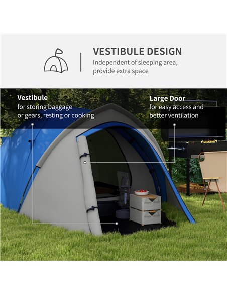 Outsunny Waterproof 2-Person Dome Camping Tent with Large Viewing Windows, Quick Setup, Blue and Grey A20-174V00BU - pic 65063 | FastDaddyshop