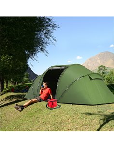 Outsunny 4-6 Man Camping Tent w/ Two Bedroom, Hiking Sun Shelter, UV Protection Tunnel Tent, Dark Green A20-044V00DG 2