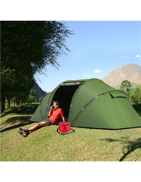 Outsunny 4-6 Man Camping Tent w/ Two Bedroom, Hiking Sun Shelter, UV Protection Tunnel Tent, Dark Green A20-044V00DG - pic 65078 | FastDaddyshop