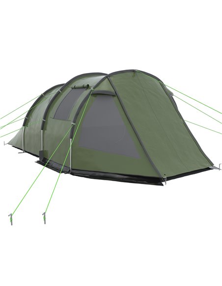 Outsunny Camping Tent for 3-4 People, Two Room Tunnel Tent with Windows, Portable, for Outdoor Activities, Green A20-285V00GN - pic 65086 | FastDaddyshop