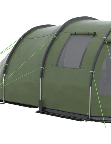 Outsunny Camping Tent for 3-4 People, Two Room Tunnel Tent with Windows, Portable, for Outdoor Activities, Green A20-285V00GN