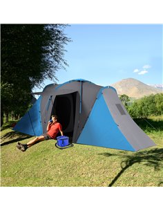 Outsunny Large Camping Tent Tunnel Tent with 2 Bedroom, Blue A20-344V00BU 2
