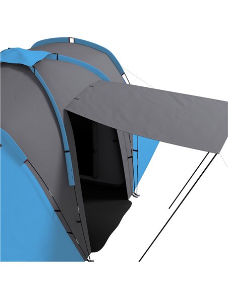 Outsunny Large Camping Tent Tunnel Tent with 2 Bedroom and Living Area, 2000mm Waterproof, Portable with Bag for 4-6 Man, Blue A - pic 65102 | FastDaddyshop