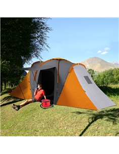 Outsunny Large Camping Tent Tunnel Tent with 2 Bedroom, Orange A20-344V00OG 2