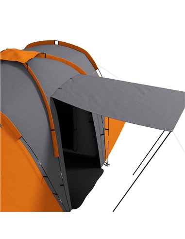 Outsunny Large Camping Tent Tunnel Tent with 2 Bedroom and Living Area, 2000mm Waterproof, Portable with Bag for 4-6 Man, Orange