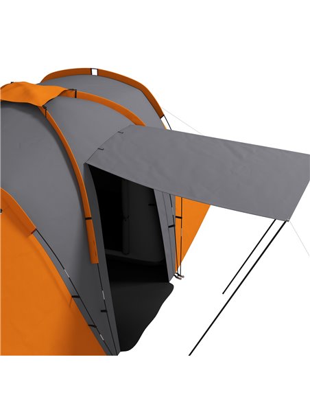 Outsunny Large Camping Tent Tunnel Tent with 2 Bedroom and Living Area, 2000mm Waterproof, Portable with Bag for 4-6 Man, Orange - pic 65111 | FastDaddyshop