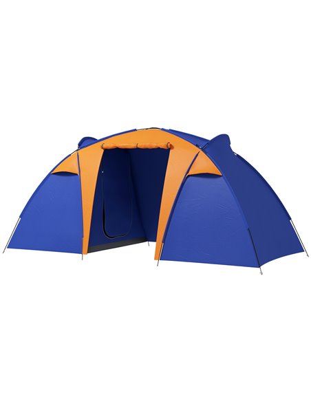 Outsunny 4-6 Person Camping Tunnel Tent with 2 Bedrooms, Blue - Orange A20-346V00OG - pic 65113 | FastDaddyshop