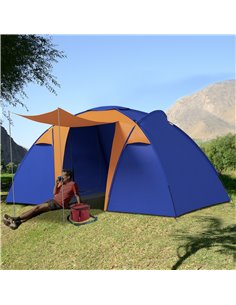 Outsunny 4-6 Person Camping Tunnel Tent with 2 Bedrooms, Blue - Orange A20-346V00OG 2