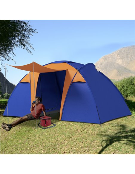 Outsunny 4-6 Person Camping Tunnel Tent with 2 Bedrooms, Living Area, Porch, 2000mm Waterproof, Easy Setup, Portable with Bag A2 - pic 65114 | FastDaddyshop