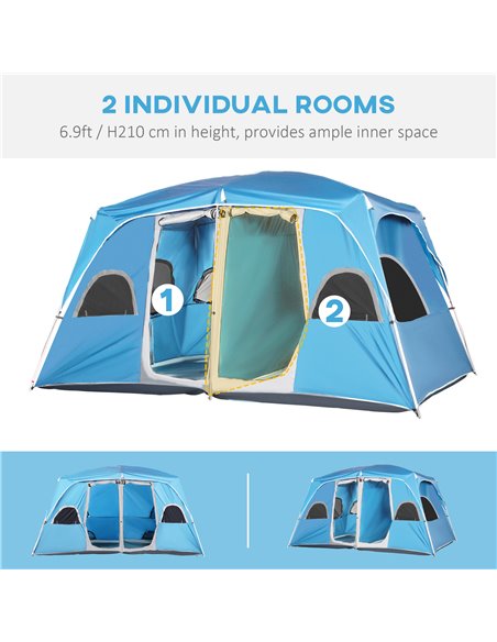 Outsunny 4-8 Person Camping Tent Family Tent with 2 Room, Mesh Windows, Easy Set Up for Backpacking, Hiking, Outdoor, Blue A20-2 - pic 65125 | FastDaddyshop