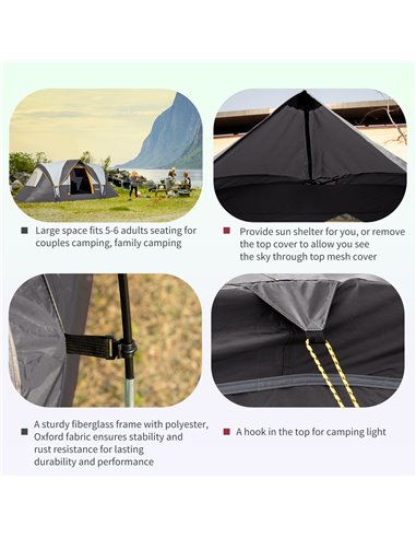 Outsunny 5-6 Man Dome Camping Tent Hiking Shelter UV Protection 3000mm Water Resistant Tunnel Tent - Multicolor A20-132V00MX