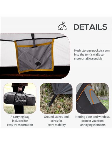 Outsunny 5-6 Man Dome Camping Tent Hiking Shelter UV Protection 3000mm Water Resistant Tunnel Tent - Multicolor A20-132V00MX