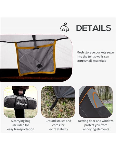 Outsunny 5-6 Man Dome Camping Tent Hiking Shelter UV Protection 3000mm Water Resistant Tunnel Tent - Multicolor A20-132V00MX - pic 65136 | FastDaddyshop