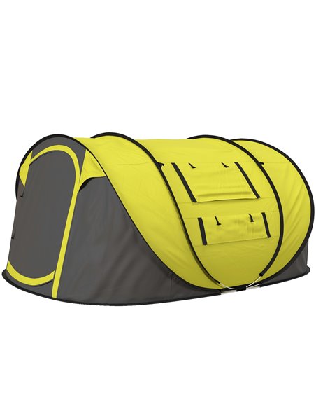 Outsunny 4-5 Person Pop-up Waterproof Camping Tent, Yellow A20-169V00YL - pic 65140 | FastDaddyshop