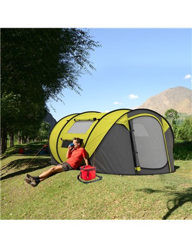 Outsunny 4-5 Person Pop-up Camping Tent Waterproof Family Tent w/ 2 Mesh Windows & PVC Windows Portable Carry Bag for Outdoor Tr