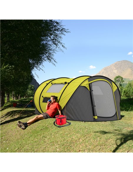 Outsunny 4-5 Person Pop-up Camping Tent Waterproof Family Tent w/ 2 Mesh Windows & PVC Windows Portable Carry Bag for Outdoor Tr - pic 65141 | FastDaddyshop