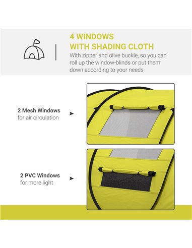 Outsunny 4-5 Person Pop-up Camping Tent Waterproof Family Tent w/ 2 Mesh Windows & PVC Windows Portable Carry Bag for Outdoor Tr
