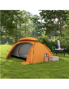 Outsunny Dome Camping Tent with Aluminium Frame, 2000mm Waterproof, Removable Rainfly, for 1-2 Persons, Orange A20-418V00OG 2