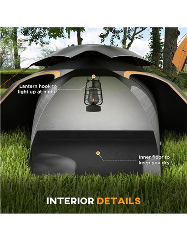 Outsunny Dome Camping Tent with Aluminium Frame, Removable Rainfly, 2000mm Waterproof, for 1-2 Persons, Grey A20-418V00CG