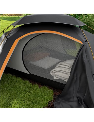 Outsunny Dome Camping Tent with Aluminium Frame, Removable Rainfly, 2000mm Waterproof, for 1-2 Persons, Grey A20-418V00CG