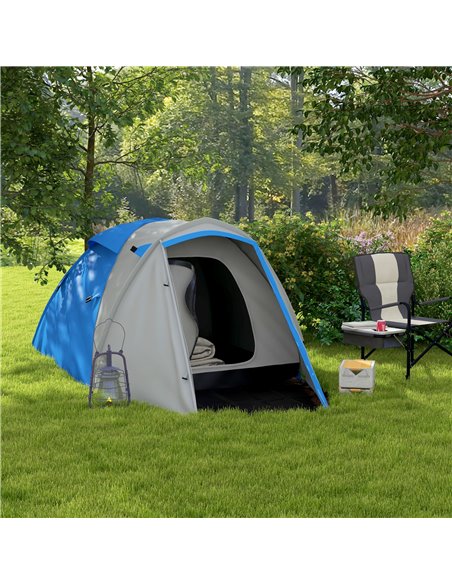 Outsunny Portable Family Camping Tent, 2-3 Person, Dual-Room, 2000mm Waterproof with Carry Bag for Outdoor Adventures, Blue A20- - pic 65168 | FastDaddyshop
