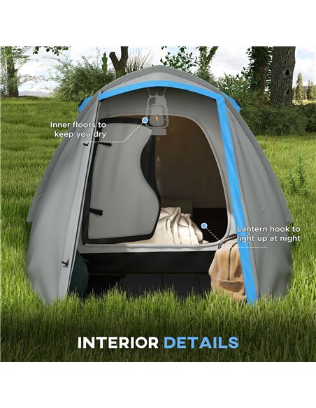 Outsunny Portable Family Camping Tent, 2-3 Person, Dual-Room, 2000mm Waterproof with Carry Bag for Outdoor Adventures, Blue A20- - pic 65171 | FastDaddyshop