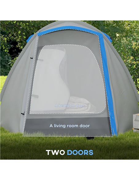 Outsunny Portable Family Camping Tent, 2-3 Person, Dual-Room, 2000mm Waterproof with Carry Bag for Outdoor Adventures, Blue A20- - pic 65172 | FastDaddyshop