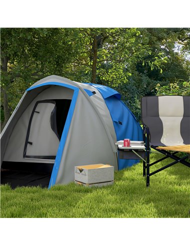 Outsunny Portable Family Camping Tent, 2-3 Person, Dual-Room, 2000mm Waterproof with Carry Bag for Outdoor Adventures, Blue A20-
