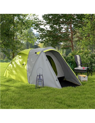 Outsunny Waterproof Camping Tent for 2-3 Persons with Dual Rooms, Portable, Ideal for Fishing Hiking Festivals, Yellow A20-423V0