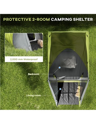 Outsunny Waterproof Camping Tent for 2-3 Persons with Dual Rooms, Portable, Ideal for Fishing Hiking Festivals, Yellow A20-423V0