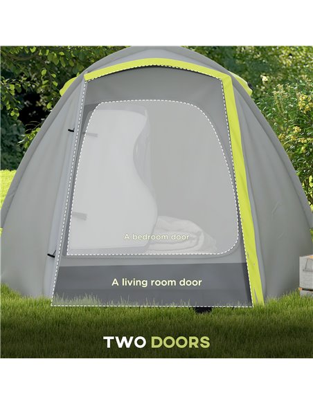 Outsunny Waterproof Camping Tent for 2-3 Persons with Dual Rooms, Portable, Ideal for Fishing Hiking Festivals, Yellow A20-423V0 - pic 65181 | FastDaddyshop