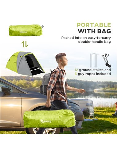 Outsunny Waterproof Camping Tent for 2-3 Persons with Dual Rooms, Portable, Ideal for Fishing Hiking Festivals, Yellow A20-423V0
